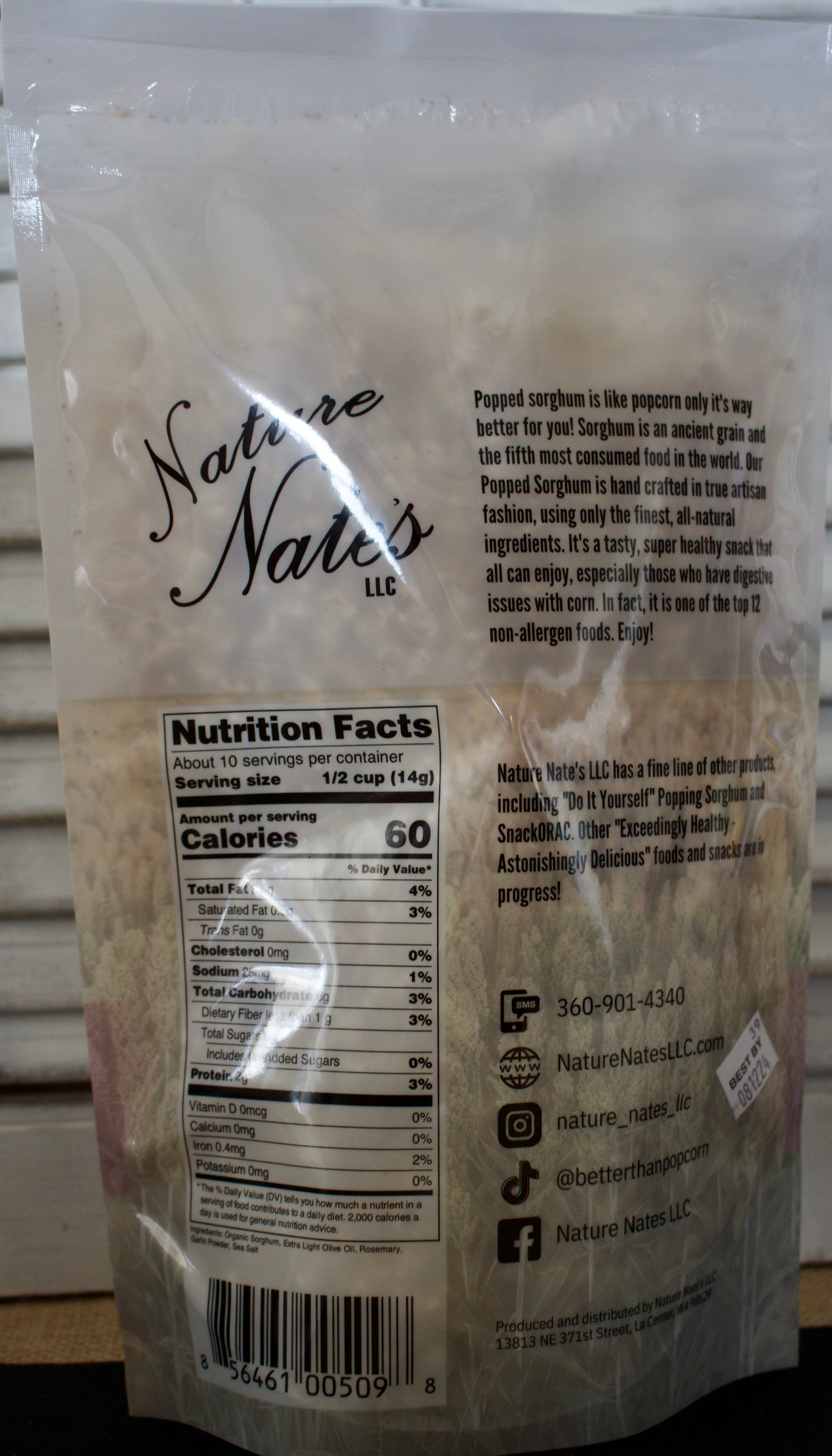 Nature Nate's Popped Sorghum Rosemary & Garlic (5 oz.)